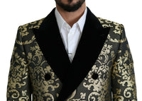 Thumbnail for Black Gold Jacquard Long Coat SICILIA Jacket