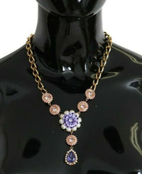 Thumbnail for Elegant Gold Crystal Floral Charm Necklace