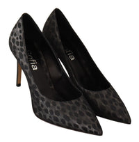 Thumbnail for Elegant Black Leopard Print Leather Heels