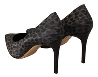 Thumbnail for Elegant Black Leopard Print Leather Heels