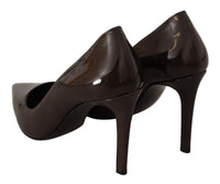 Thumbnail for Elegant Brown Leather Heels Pumps