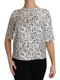 Thumbnail for Elegant Trumpet Print Silk Blouse Top