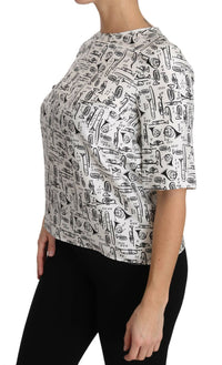 Thumbnail for Elegant Trumpet Print Silk Blouse Top