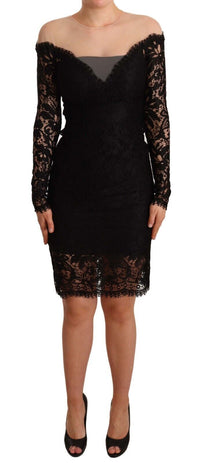 Thumbnail for Elegant Black Lace Knee-Length Dress