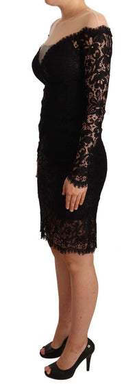 Thumbnail for Elegant Black Lace Knee-Length Dress