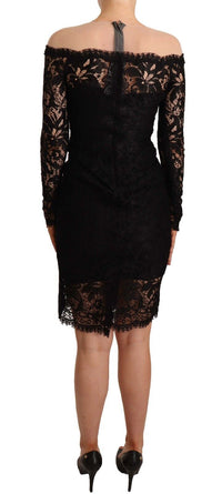 Thumbnail for Elegant Black Lace Knee-Length Dress