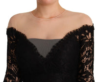 Thumbnail for Elegant Black Lace Knee-Length Dress