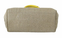 Thumbnail for Beige Linen-Calf Tote with Gold Chain