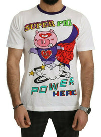 Thumbnail for White Cotton Top Super Power Pig T-shirt