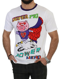 Thumbnail for White Cotton Top Super Power Pig T-shirt