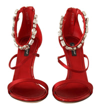 Thumbnail for Red Crystal-Embellished Heel Sandals