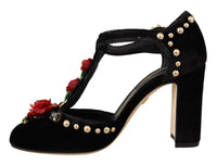 Thumbnail for Elegant Velvet T-Strap Mary Jane Pumps