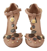 Thumbnail for Glamorous Suede T-Strap Pumps with Embellishment