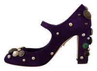 Thumbnail for Elegant Suede Heels with Jewel Buttons