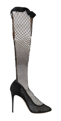 Thumbnail for Elegant Netted Sock Pumps in Timeless Black