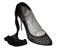 Thumbnail for Elegant Netted Sock Pumps in Timeless Black