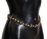 Thumbnail for Elegant Crystal Daisy Chain Leather Belt