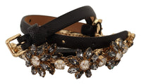 Thumbnail for Elegant Crystal Daisy Chain Leather Belt