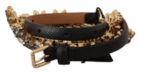Thumbnail for Elegant Crystal Daisy Chain Leather Belt
