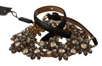 Thumbnail for Elegant Crystal Daisy Chain Leather Belt