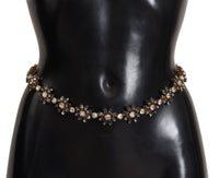 Thumbnail for Elegant Crystal Daisy Chain Leather Belt