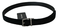 Thumbnail for Elegant Black Leather Belt with Velvet Interior