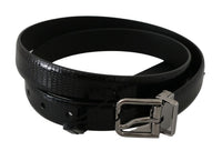 Thumbnail for Elegant Lizard Skin Leather Belt in Black