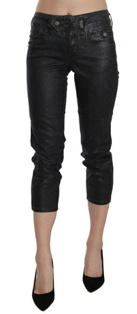 Thumbnail for Chic Black Mid Waist Cropped Jeans