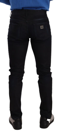 Thumbnail for Elegant Slim Fit Dark Blue Denim Jeans