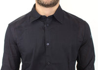 Thumbnail for Elegant Blue Cotton Slim Casual Shirt