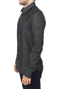 Thumbnail for Elegant Gray Stretch Denim Casual Shirt