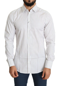 Thumbnail for Elegant White Striped Cotton Dress Shirt