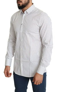 Thumbnail for Elegant White Striped Cotton Dress Shirt