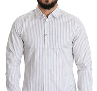 Thumbnail for Elegant White Striped Cotton Dress Shirt