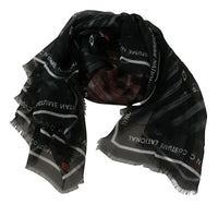 Thumbnail for Black Gray Silk Foulard Branded C'N'C Scarf