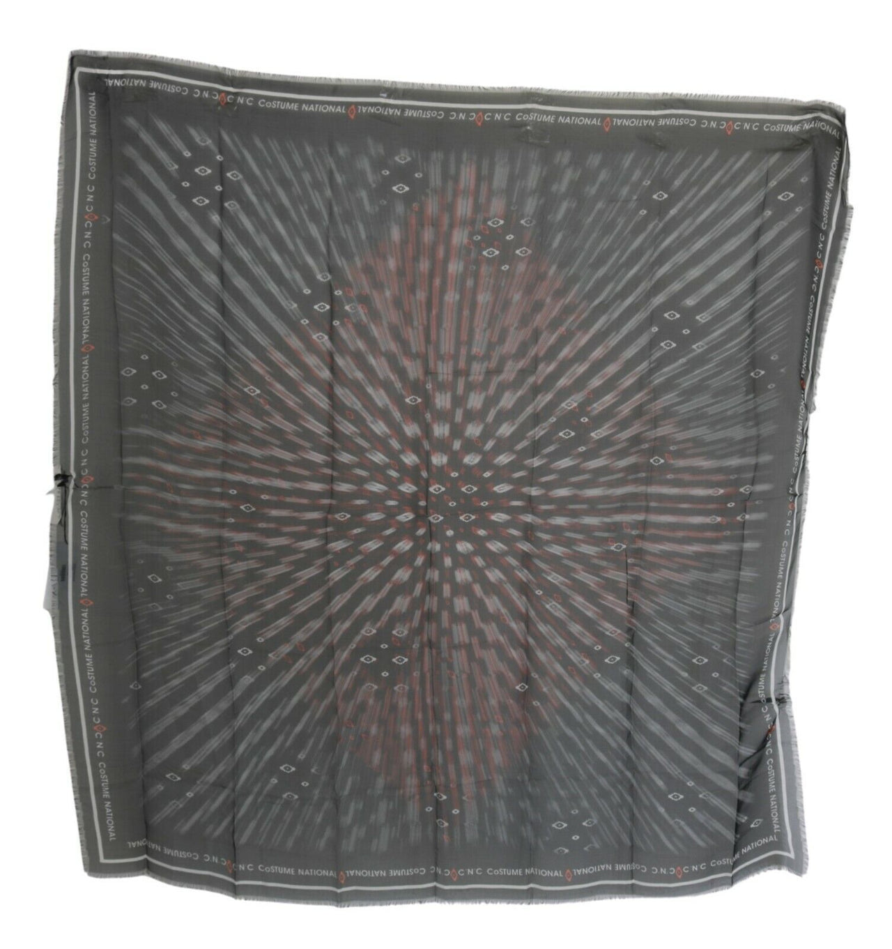 Black Gray Silk Foulard Branded C'N'C Scarf