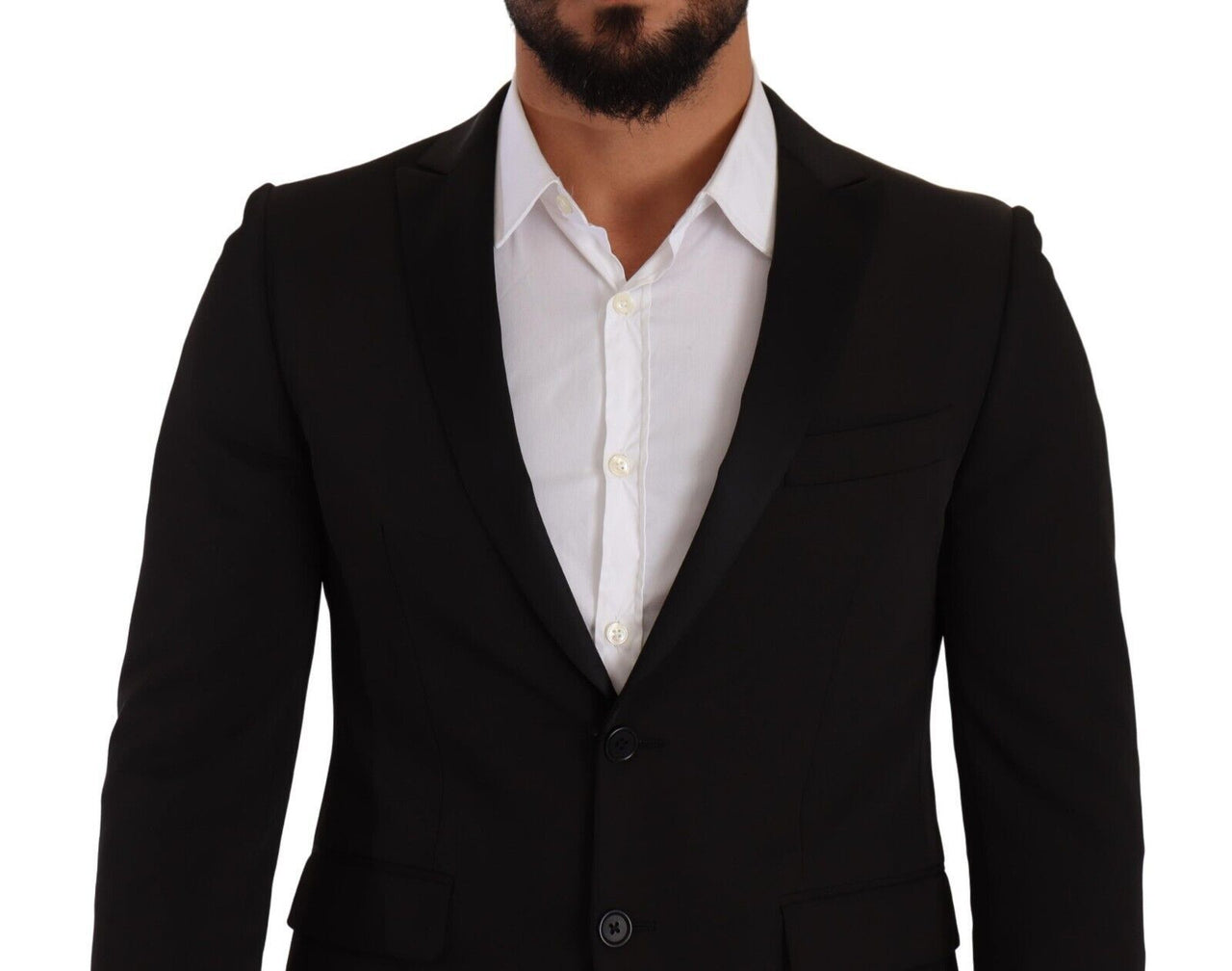 Elegant Black Slimfit Peak Lapel Blazer