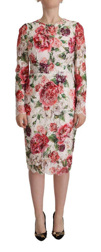 Thumbnail for Elegant Sheath Lace Floral Midi Dress