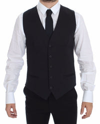 Thumbnail for Blue Cotton Stretch Dress Vest Blazer