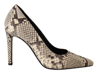 Thumbnail for Chic Gray Snake Print Leather Heels