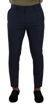 Thumbnail for Elegant Dark Blue Slim-Fit Dress Pants