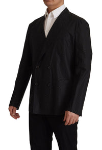 Thumbnail for Black Polka Dotted Cotton Blazer Jacket
