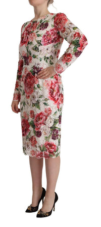 Thumbnail for Elegant Sheath Lace Floral Midi Dress