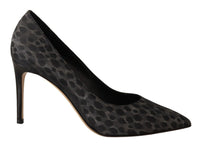 Thumbnail for Elegant Black Leopard Print Leather Heels