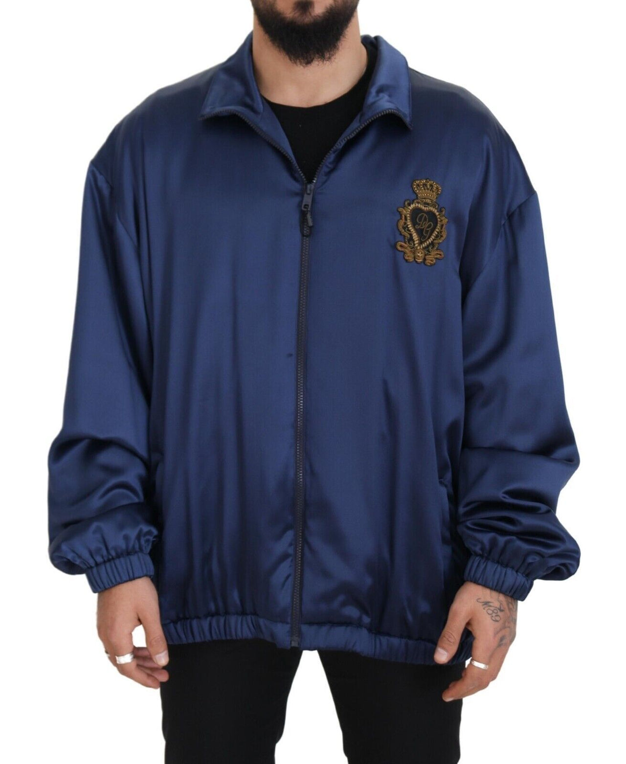 Regal Blue Silk Bomber Jacket