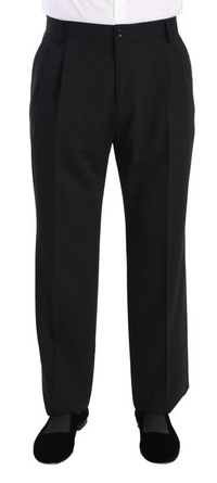 Thumbnail for Elegant Black Wool Tuxedo Trousers