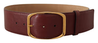 Thumbnail for Elegant Maroon Leather Belt with Gold Buckle