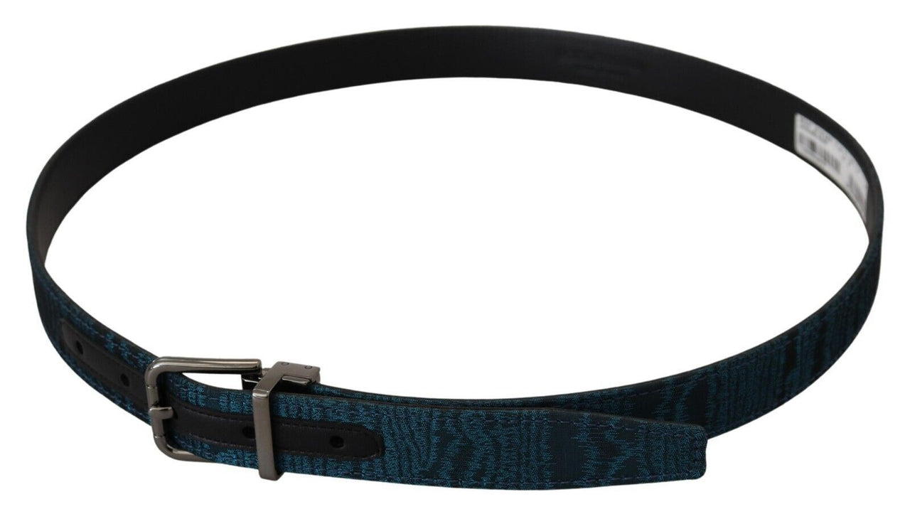 Elegant Blue Jacquard Designer Belt