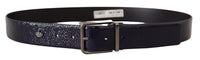 Thumbnail for Elegant Blue Leather Belt with Silver Buckle