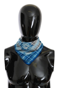 Thumbnail for Blue Stripe Floral Printed Bandana Cotton Square Scarf